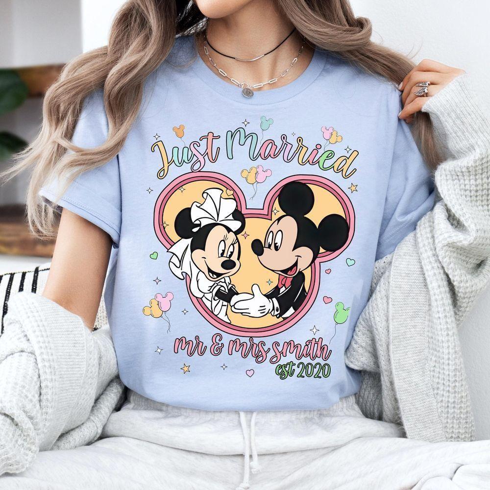 Personalized Mickey And Minnie Just Married Vuitino Shirt